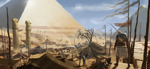 египет, пирамиды, поселение, бедуины, верблюды, голубые, бежевые, коричневые